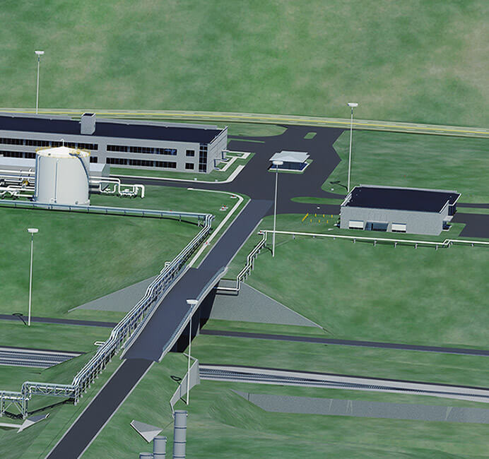 A digital render of main site entrance