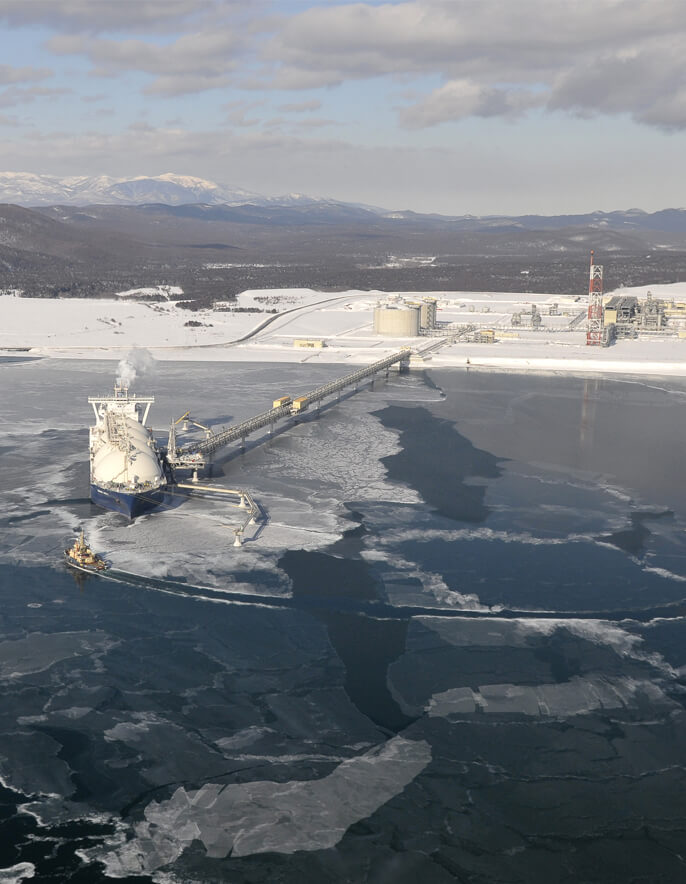 LNG plant in icy surrounding