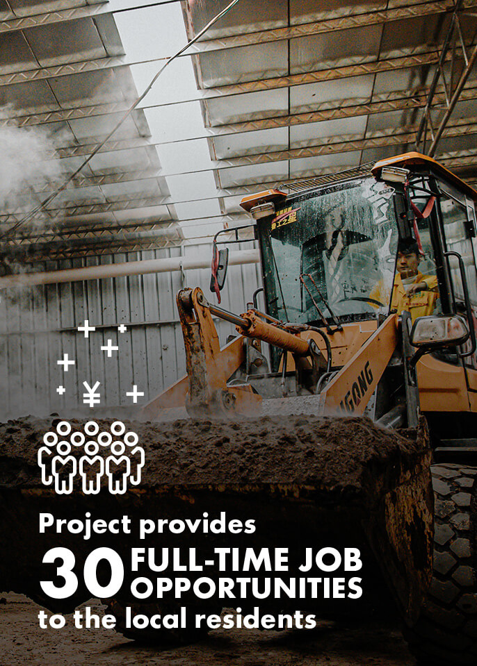 Infographic stating 'Project provides 30 full-time job opportunities to the local residents