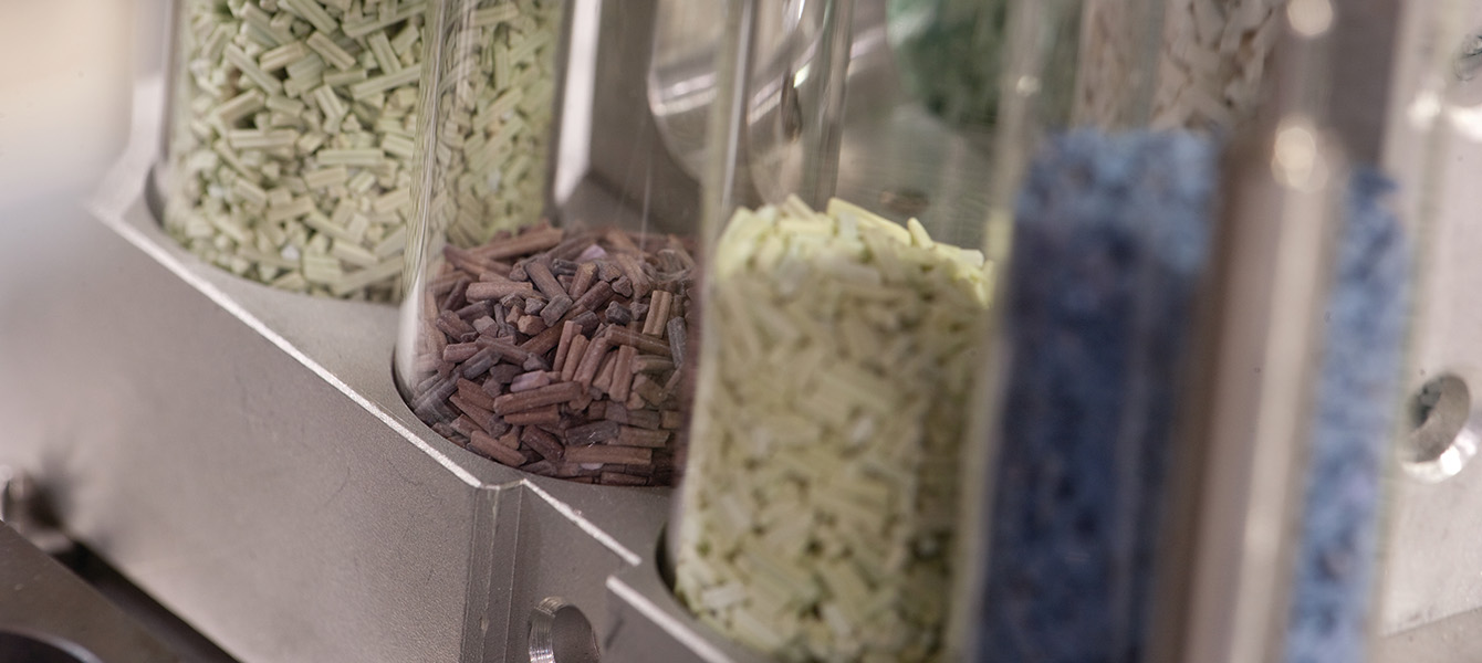 Jars of different coloured compounds