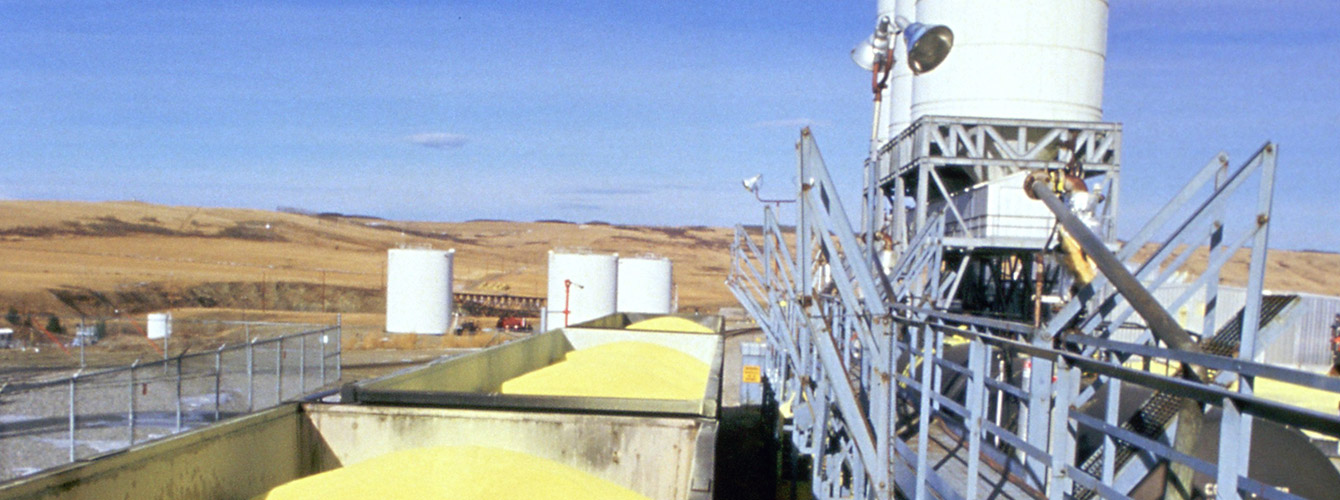 Gas treatment plant, sulphur mounds, Canada